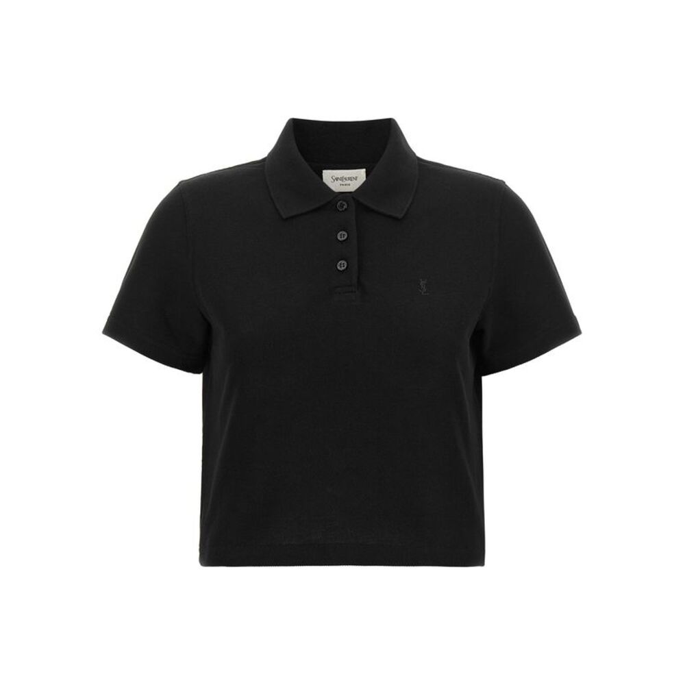 Saint Laurent Black Cotton Polo Women's Shirt